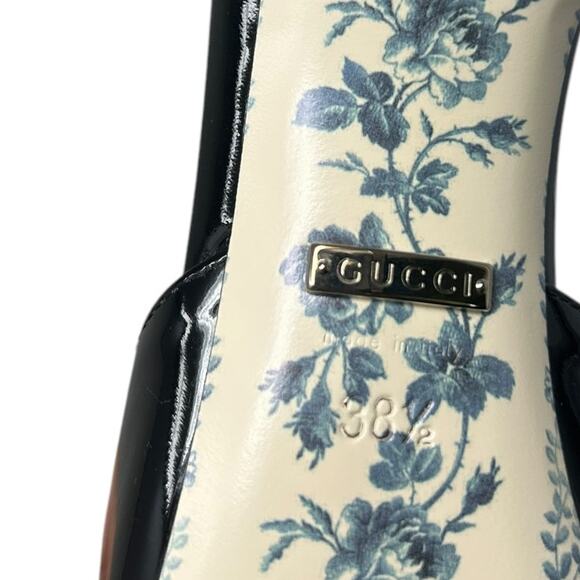 Gucci Daisy Ankle D'Orsay Pump Patent Leather Crystal Black 38.5 - Picture 3 of 8